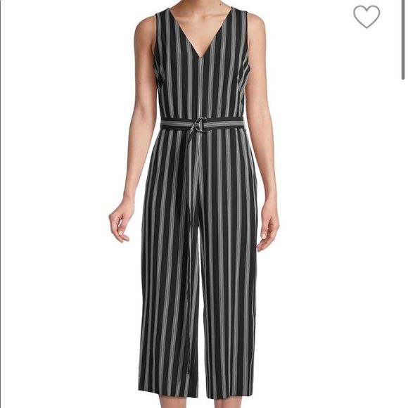 Dkny Pants - DKNY Striped Belted cropped sleeveless jumpsuit size 4